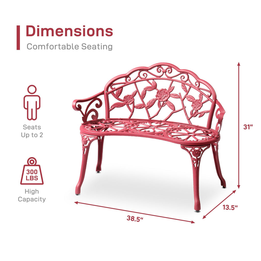 38.5" Cast Iron Aluminum Patio Bench D21954