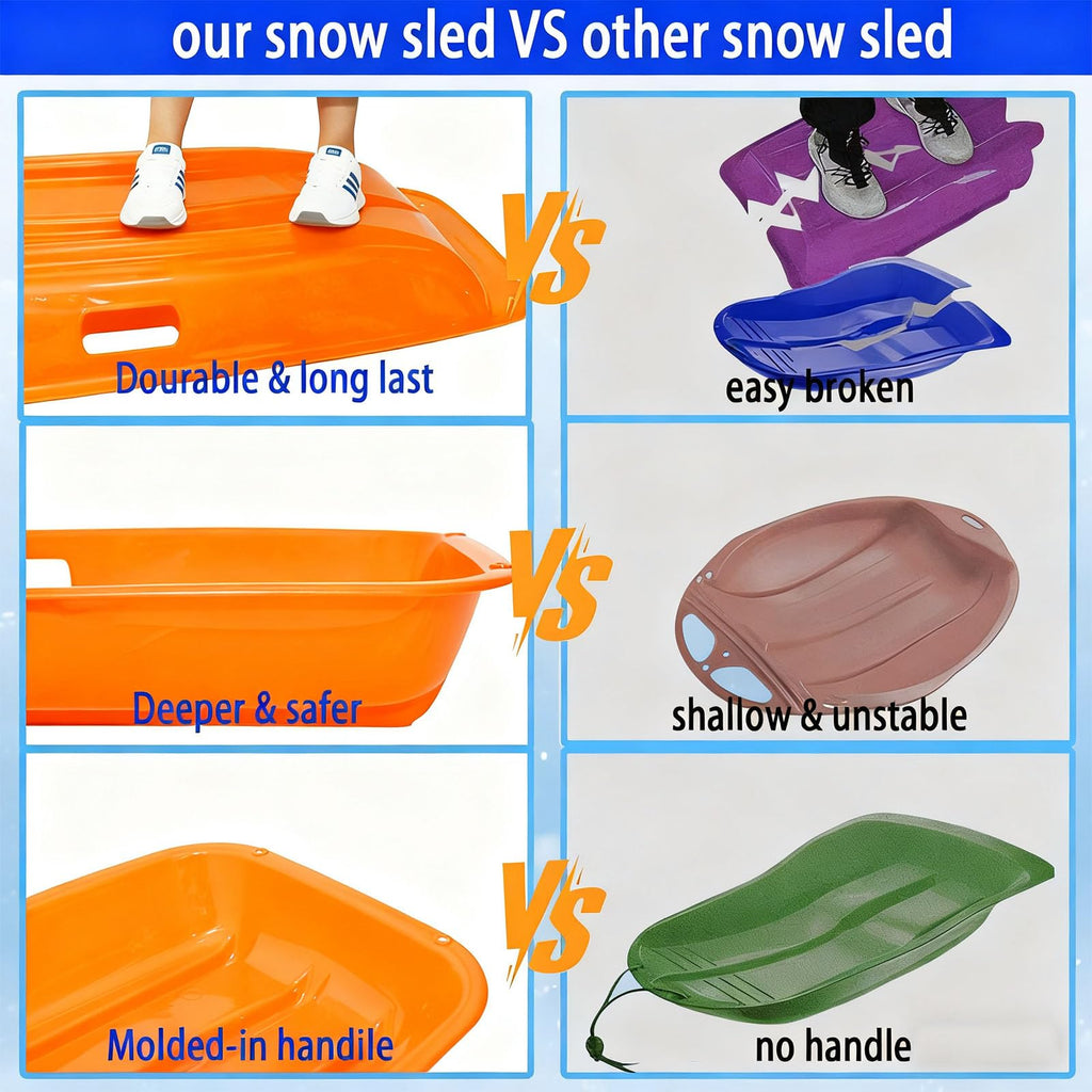 Cold Resistant Flexible Snow Sled with Pull Rope & Handles 35 Inch O36791
