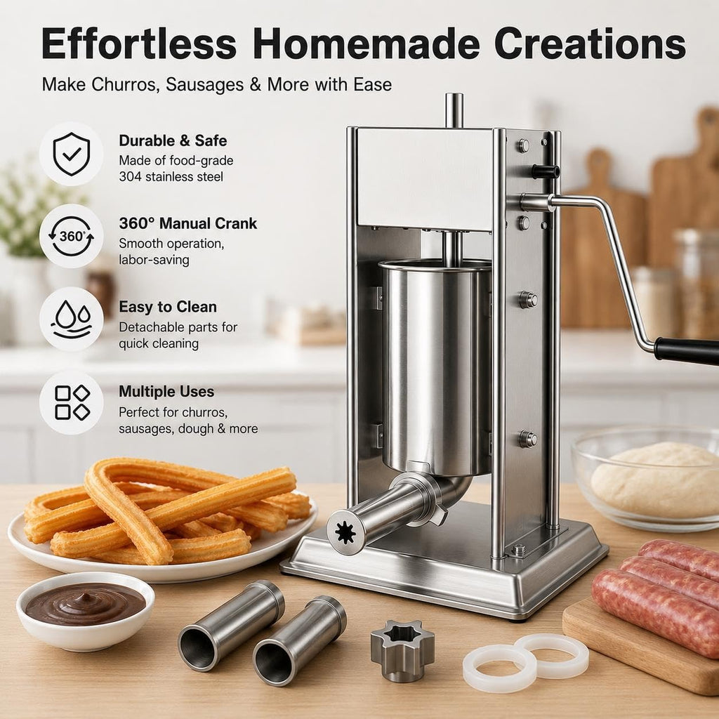 Manual Churro Maker & Sausage Filler, Stainless Steel E635