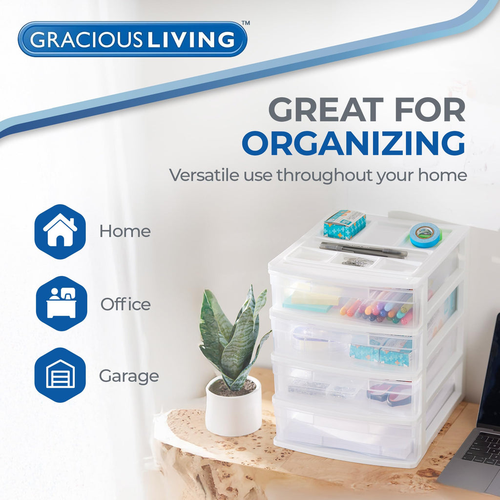 4-Tier White Plastic Drawer Organizer M467