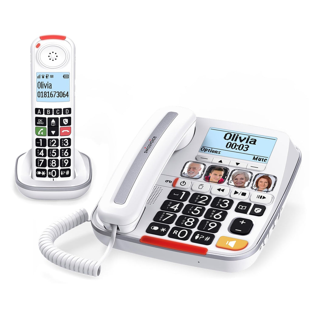 Big Button Phone with Answering Machine and Cordless Handset V663847