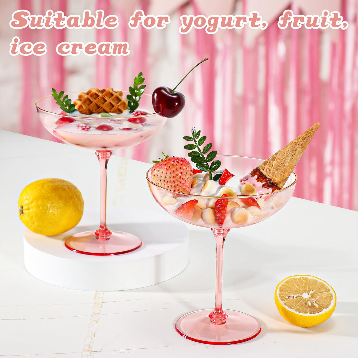 9oz Pink Plastic Martini Glasses Set M241345