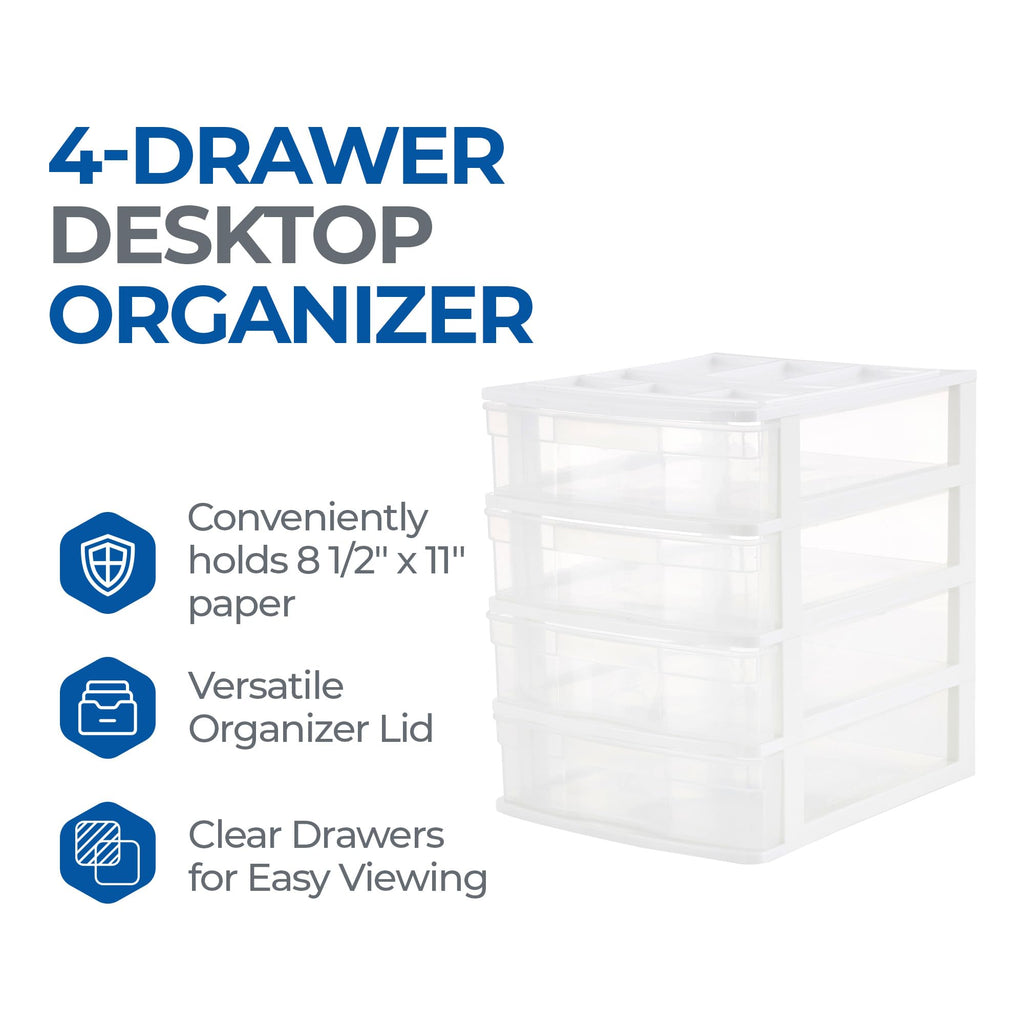4-Tier White Plastic Drawer Organizer M467