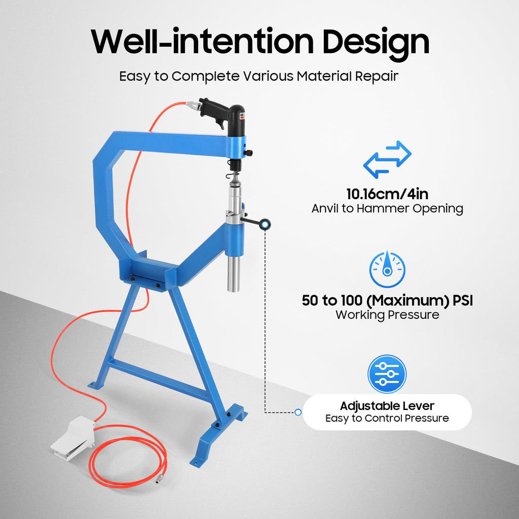 4" Pneumatic Planishing Hammer with Anvil & Cast-Iron Stand M728055