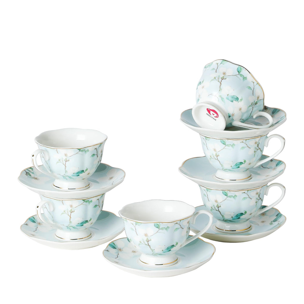 6oz Porcelain Tea Cup & Saucer Set of 6 S375003