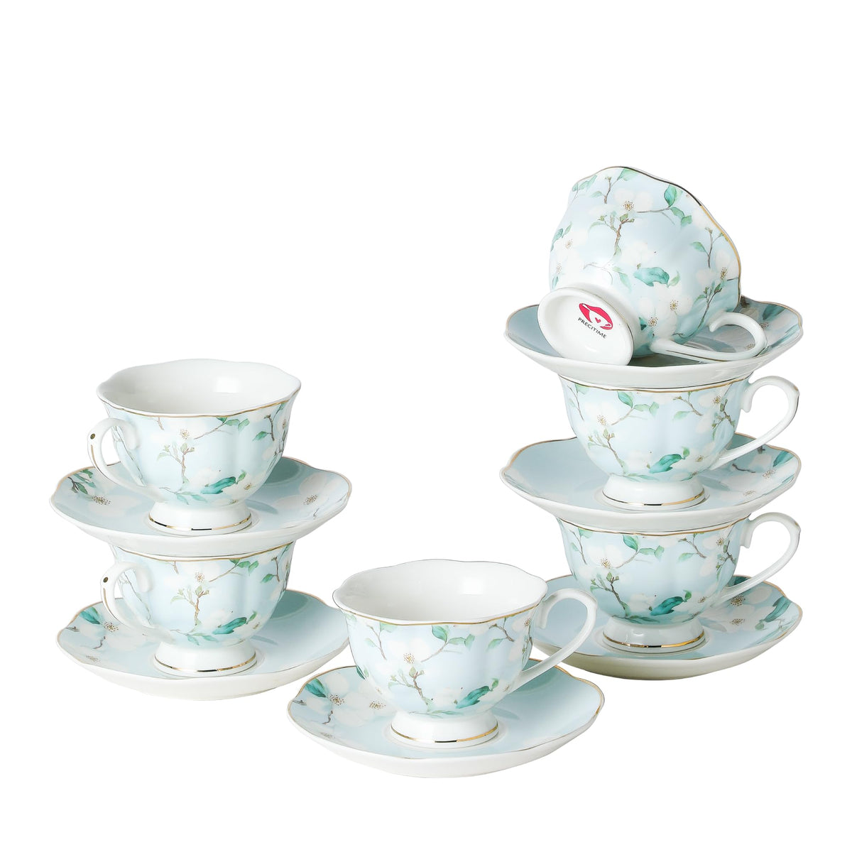 6oz Porcelain Tea Cup & Saucer Set of 6 S375003