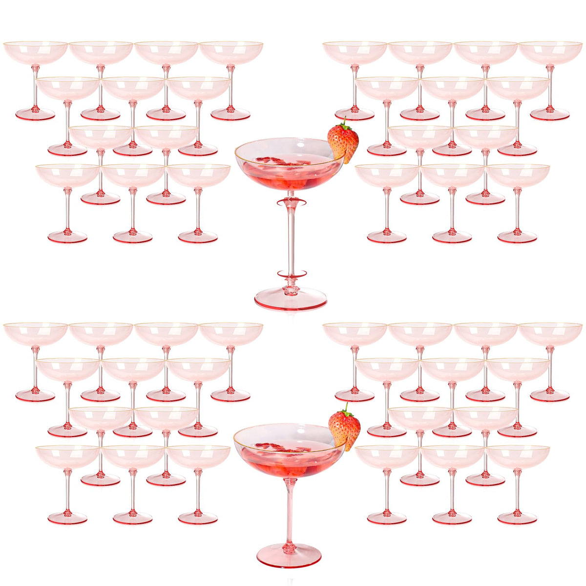 9oz Pink Plastic Martini Glasses Set M241345