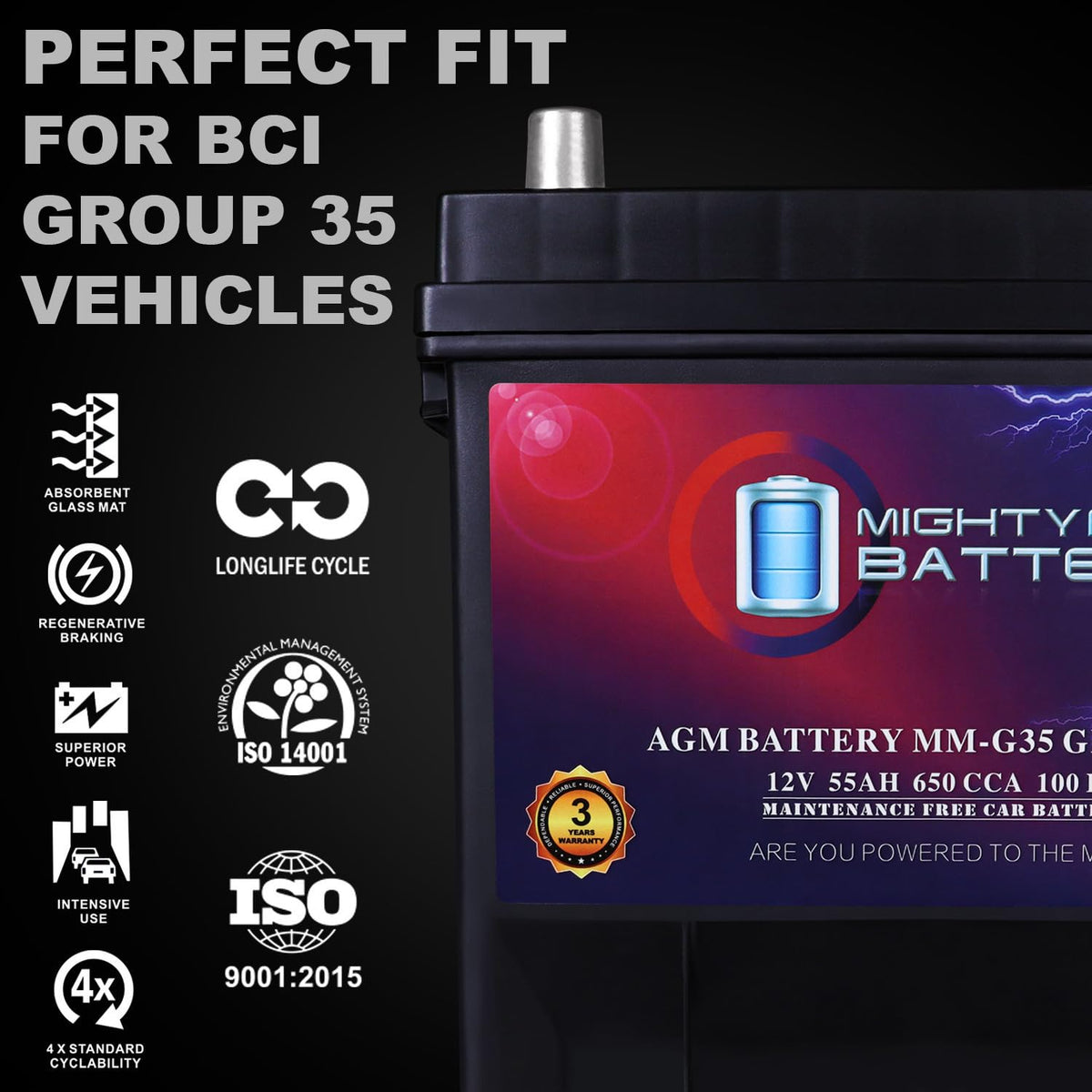 12V 55Ah AGM Replacement Battery H92794