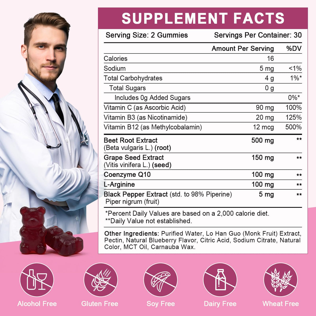 Sugar Free Beet Root Gummies 60 Ct U319
