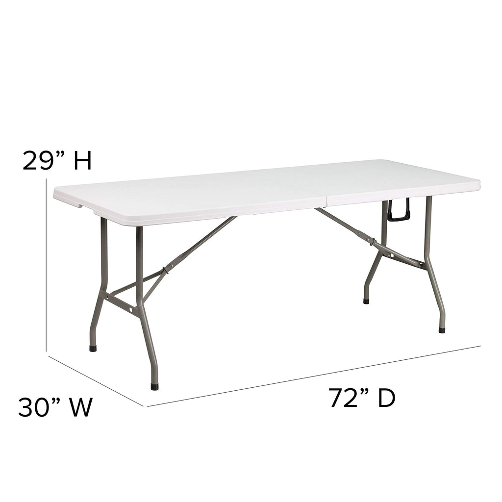 6-Foot Bi-Fold Granite White Plastic Folding Table L984108