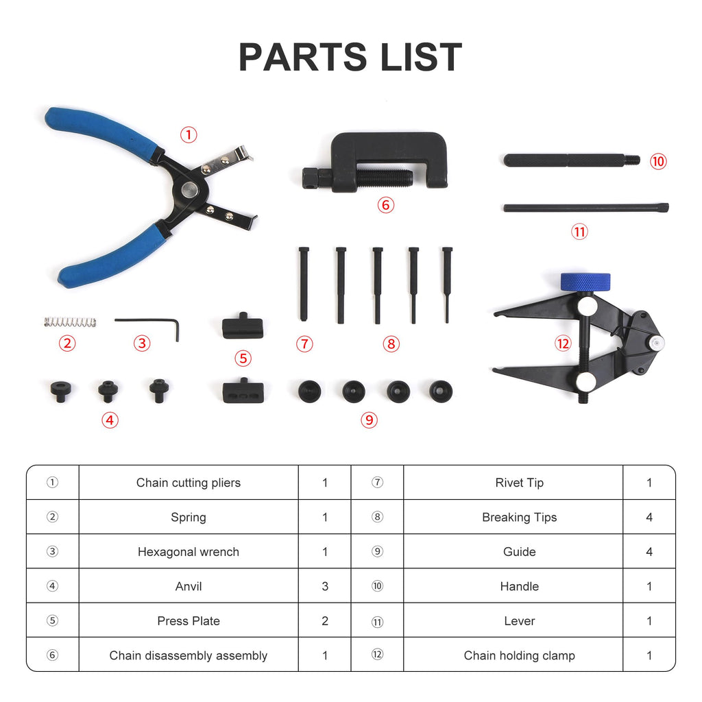 21 PCS Rivet and Roller Chain Link Removal Tool Kit R363