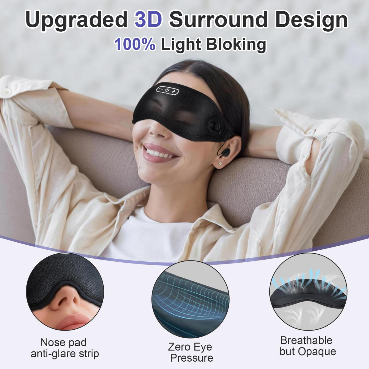 Wireless Bluetooth Sleep Headphones and Blackout Sleep Mask D581512