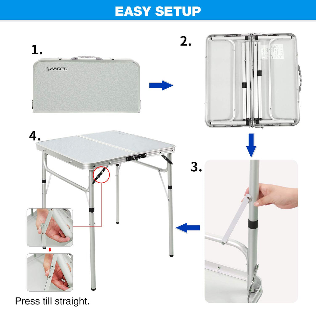2 Foot Small Square Folding Table with Adjustable Height B6541