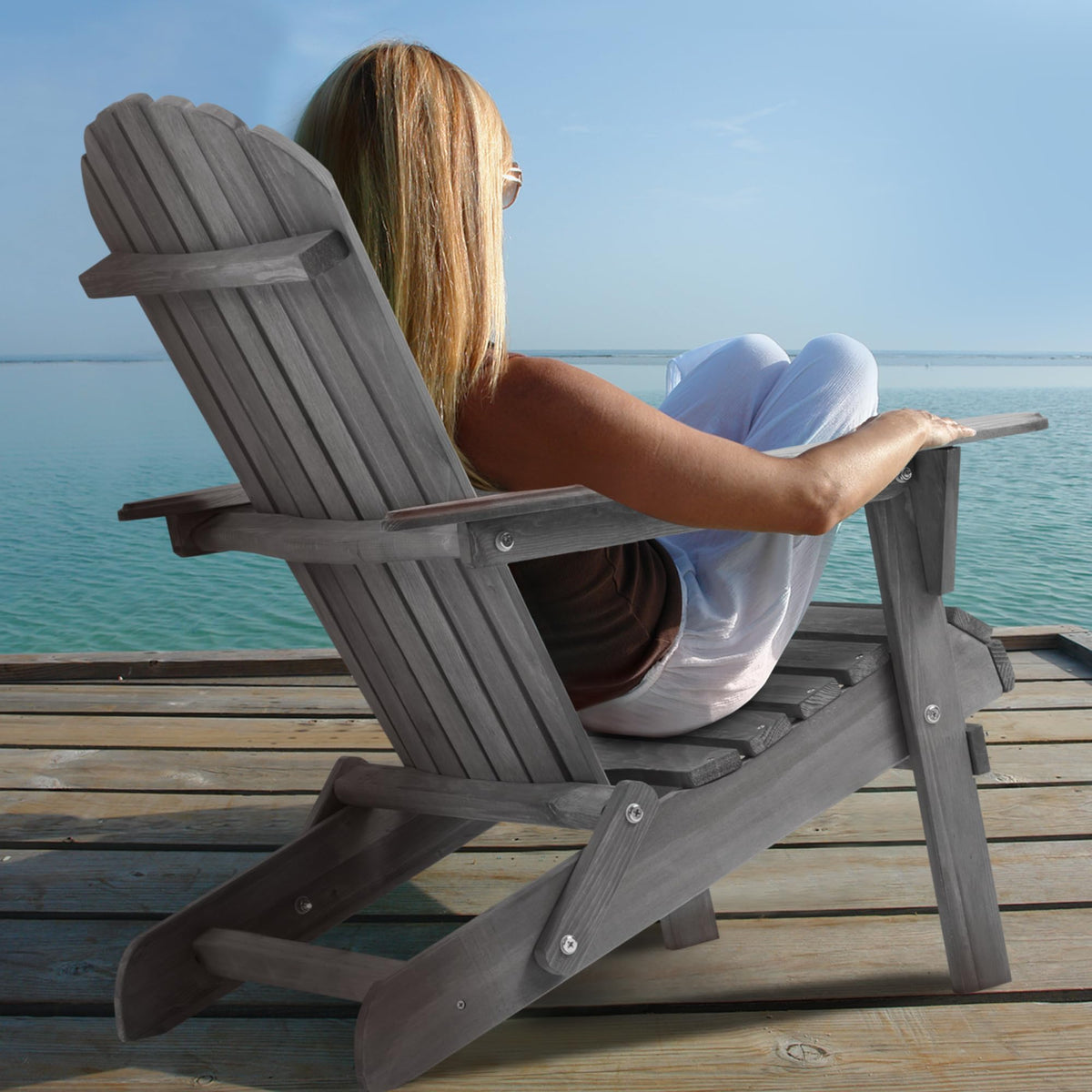 Solid Cedar Wood Adirondack Chairs Set of 2 T2636