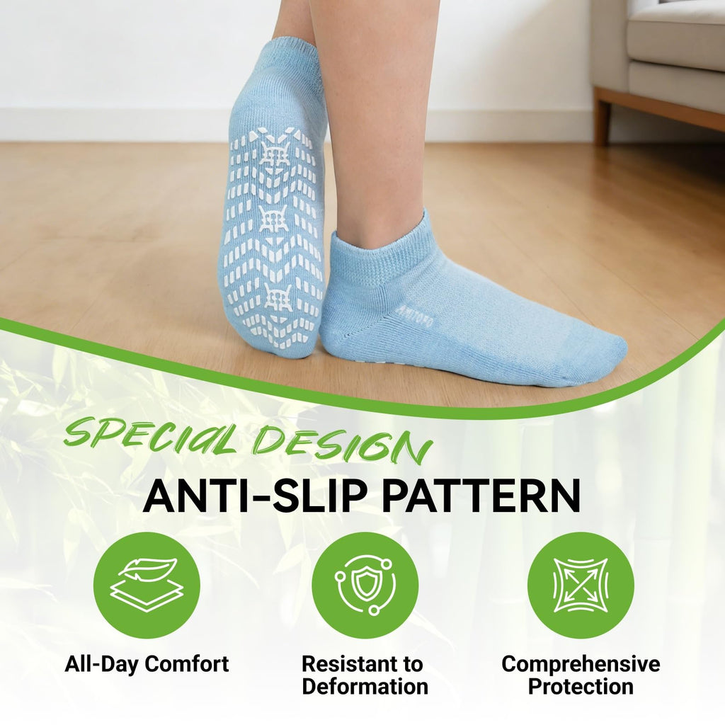 Diabetic Non-Slip Wide Cuff Bamboo Viscose Ankle Socks 6 pairs S439279