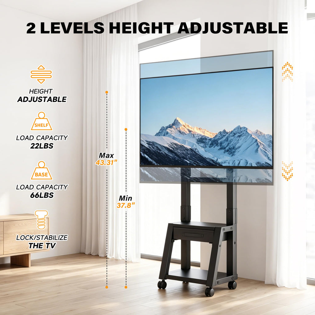 Heavy Duty TV Cart on Wheels with Drawer R849446