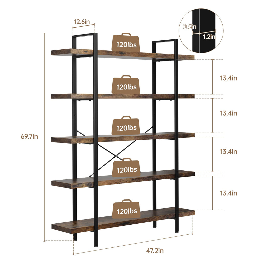 Heavy Duty 5 Tier Industrial Bookcase D9031