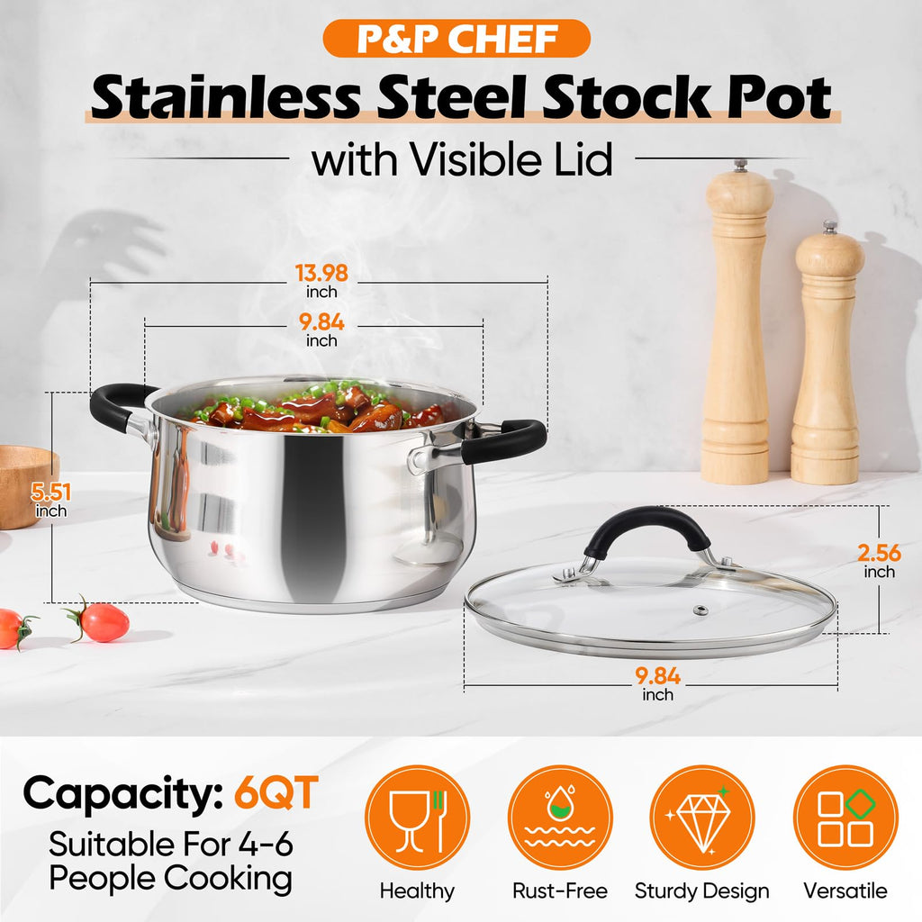 6 Quart Stainless Steel Stock Pot J10515