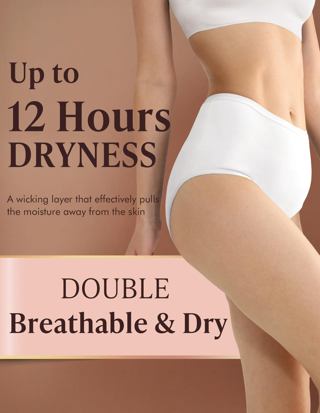 Washable Absorbency Urinary Incontinence Underwear for Women High Waist Leak Proof Panties 60ML, 3 Pack Beige White O22669