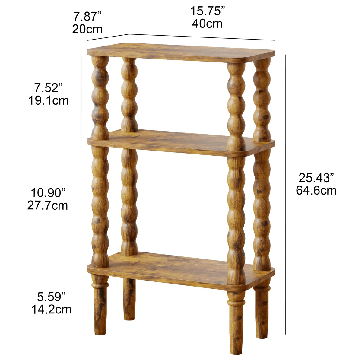 Side Table with Storage Shelf, 3-Tier Small Coffee Table B76770