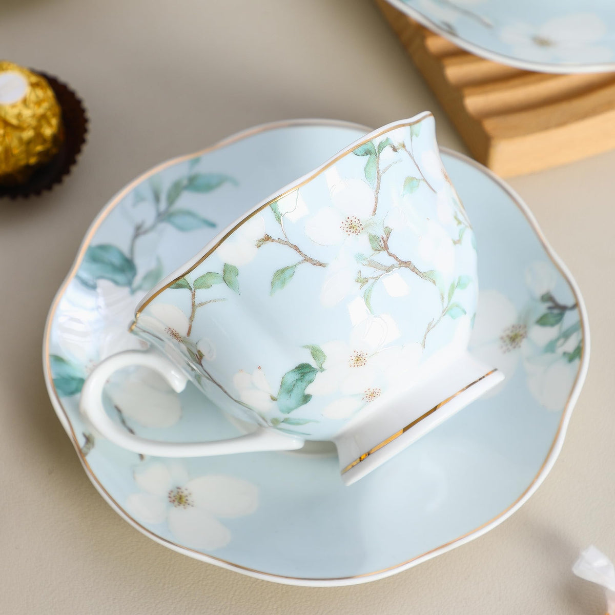 6oz Porcelain Tea Cup & Saucer Set of 6 S375003