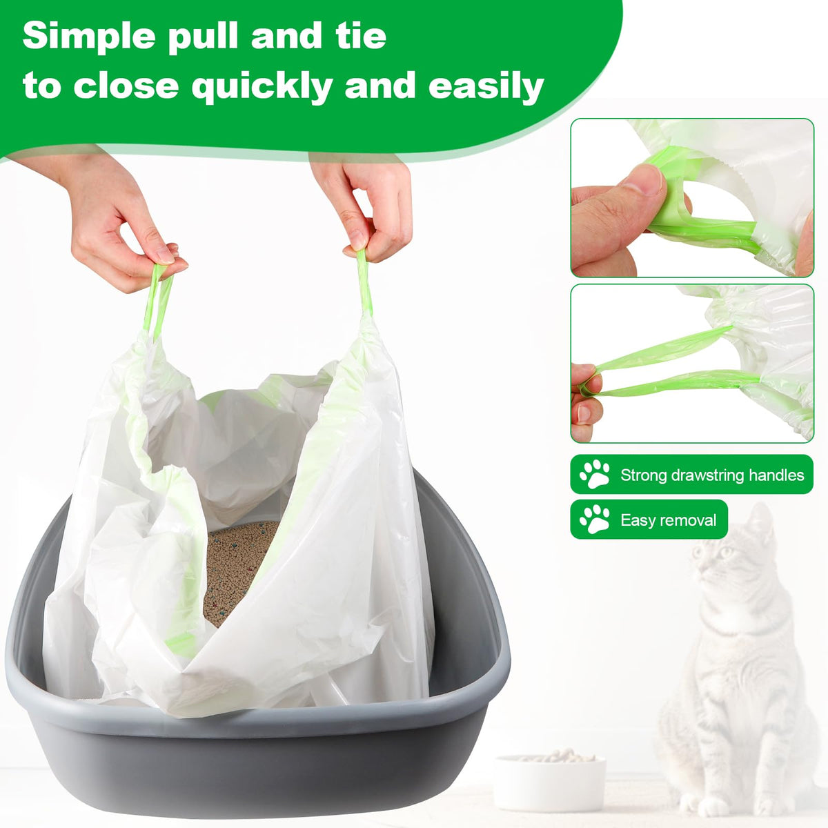 100 PCS Jumbo Cat Litter Box Liners 36"x19" W772588