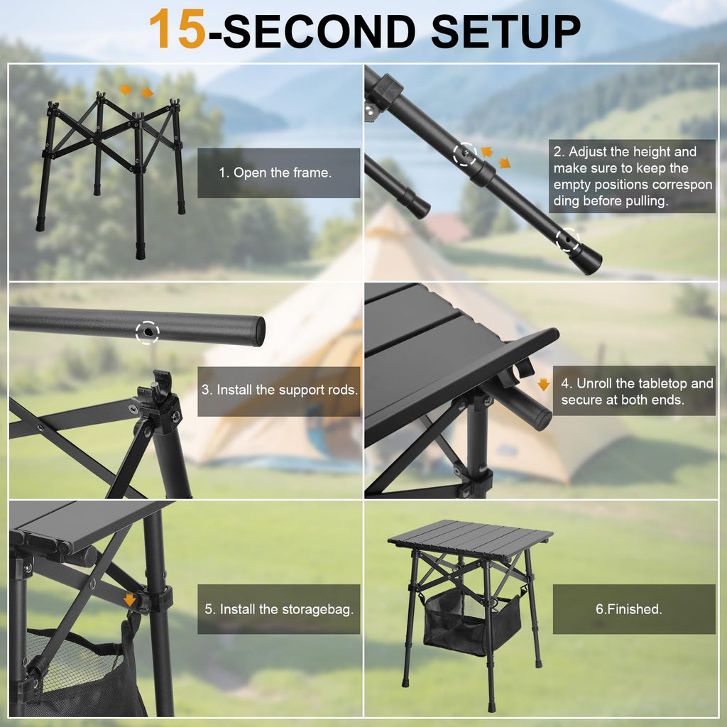 Folding Camping Side Table, Adjustable Height C544287