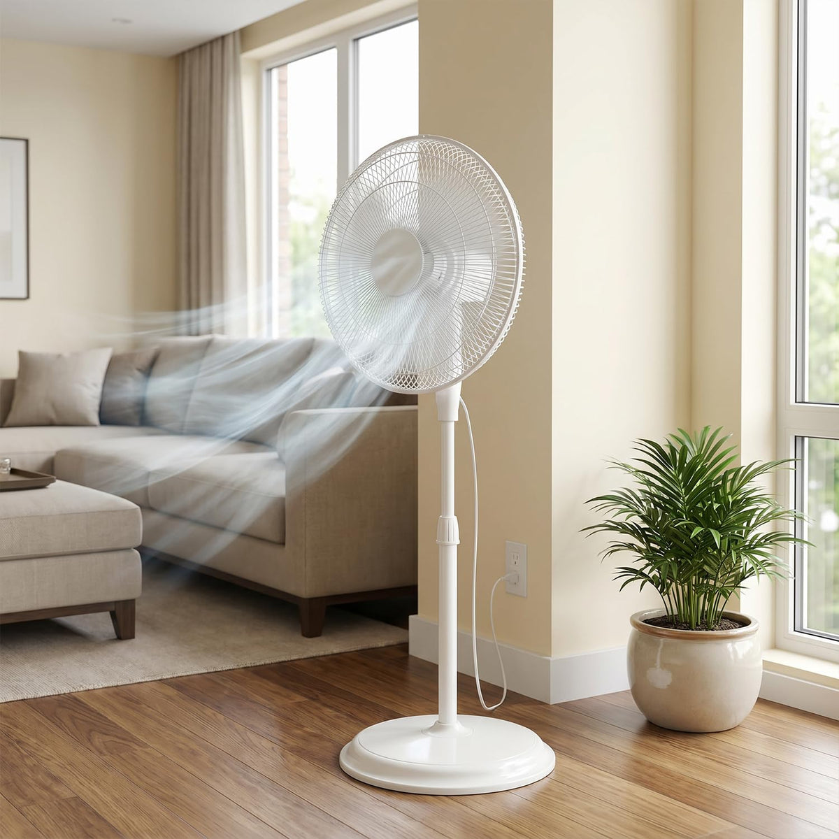 16" Oscillating Standing Pedestal Fan with Adjustable Height N986