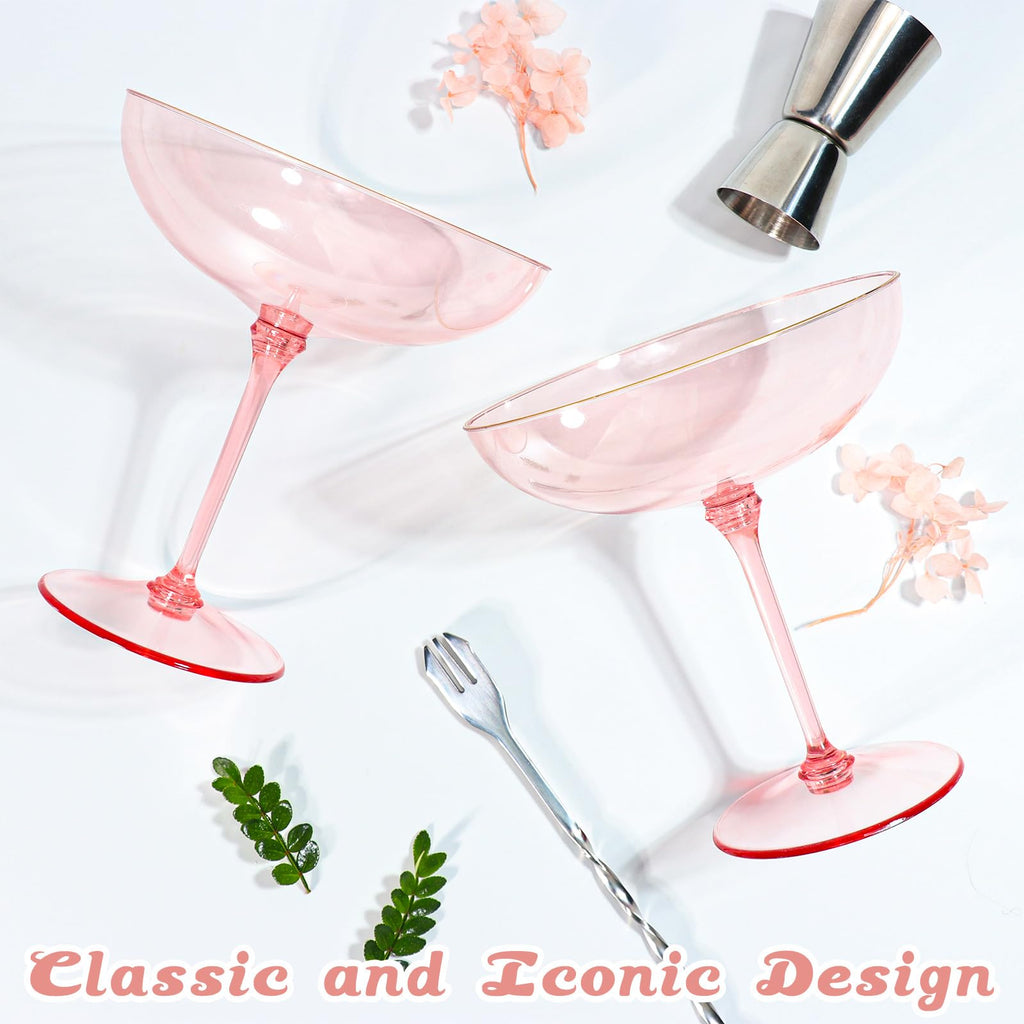 9oz Pink Plastic Martini Glasses Set M241345