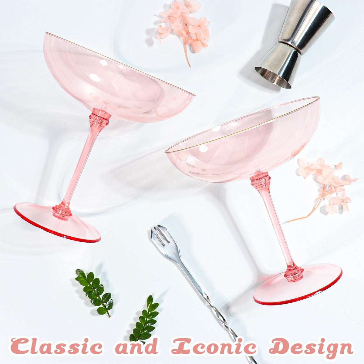 9oz Pink Plastic Martini Glasses Set M241345