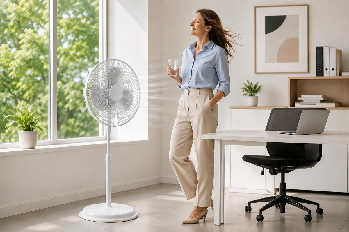16" Oscillating Standing Pedestal Fan with Adjustable Height N986