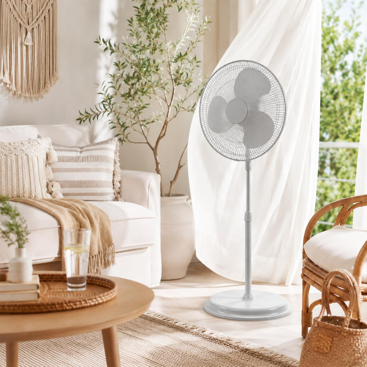 16" Oscillating Standing Pedestal Fan with Adjustable Height N986