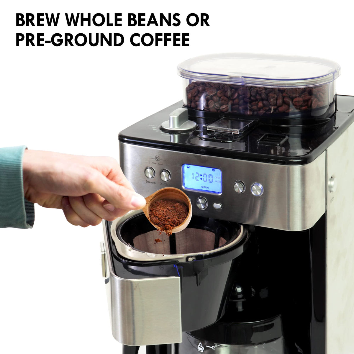 Grind and Brew 12 Cup Programmable Coffee Maker with Burr Grinder N1235