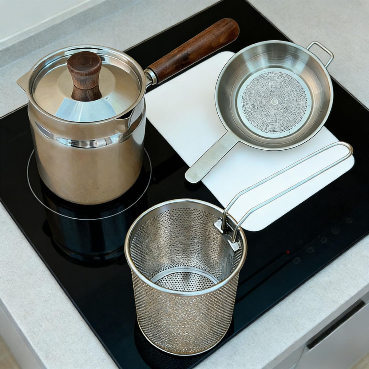 2 L 304 Stainless Steel Deep Fryer Pot Set with Basket and Lid C4519