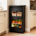 Black Stackable Wooden Potato Onion Storage Bin with Lid T80356