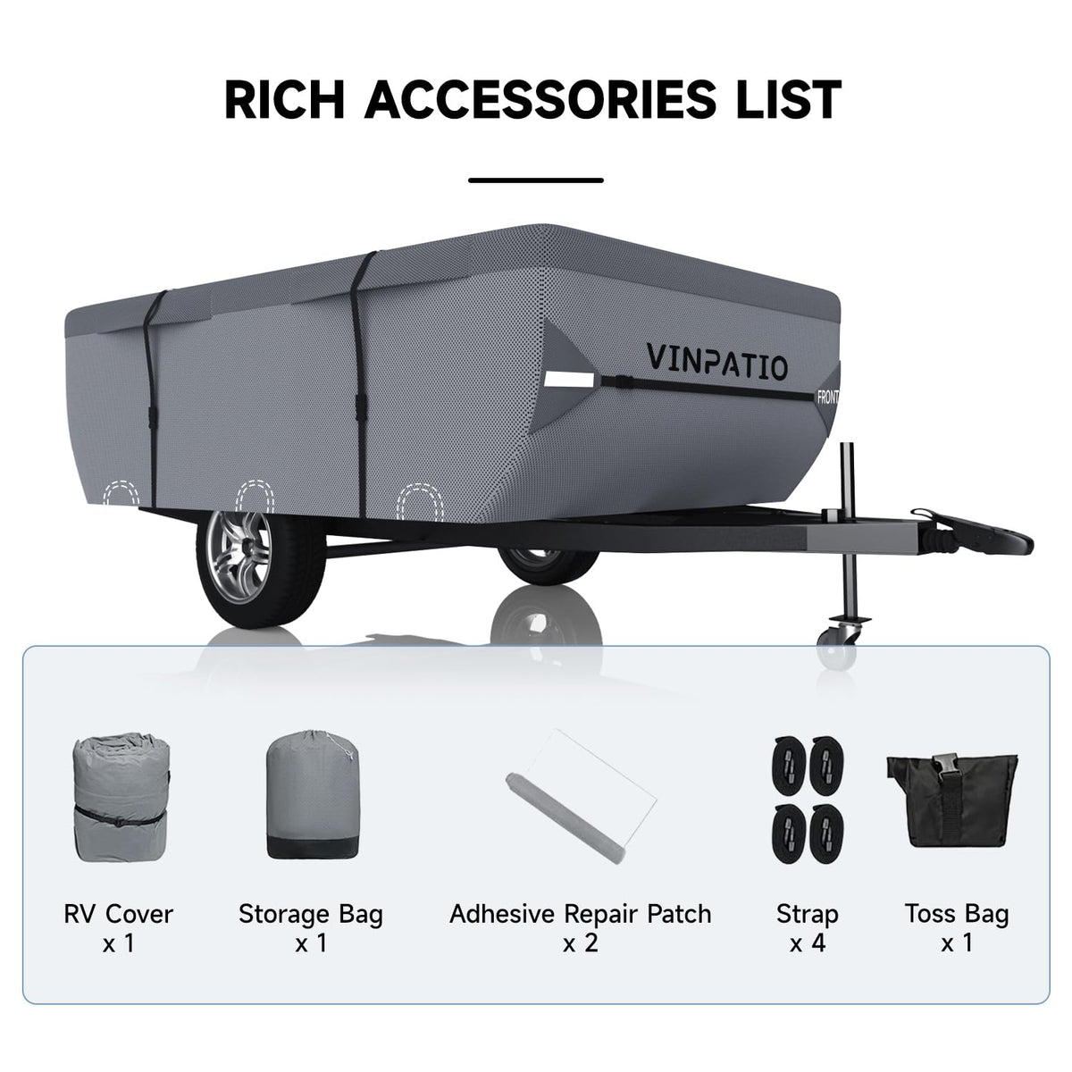 Waterproof Anti-UV Pop Up Camper Cover Fits 14'-16' Trailers W53012