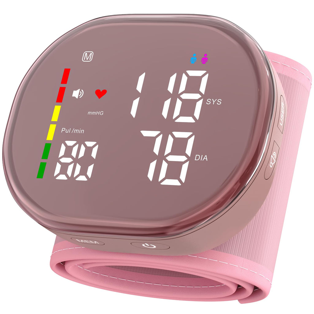 Pink Rechargeable Wrist Blood Pressure Monitor W2815