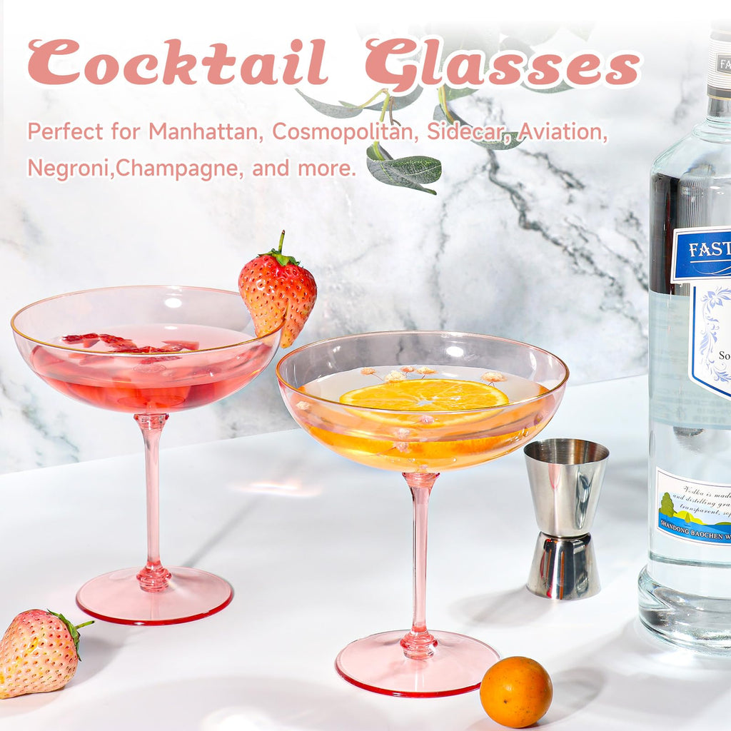 9oz Pink Plastic Martini Glasses Set M241345