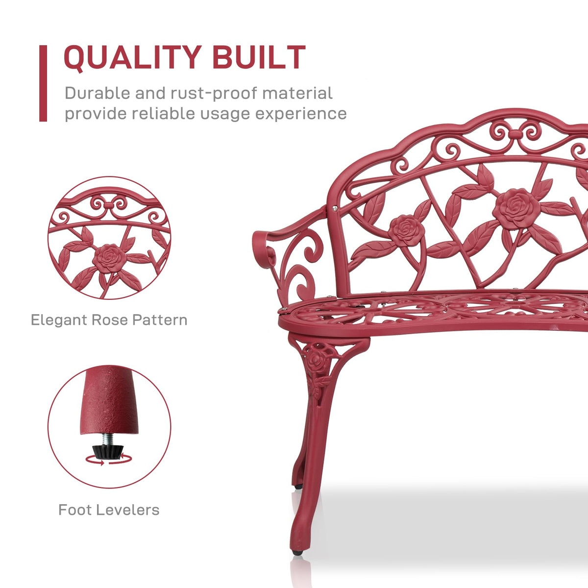 38.5" Cast Iron Aluminum Patio Bench D21954