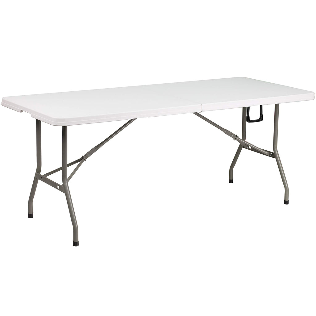 6-Foot Bi-Fold Granite White Plastic Folding Table L984108