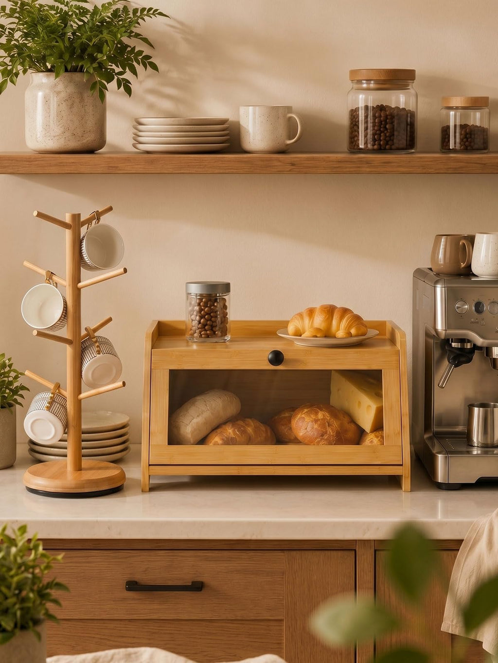 Bread Box with Top Shelf, 1 Tier Z136