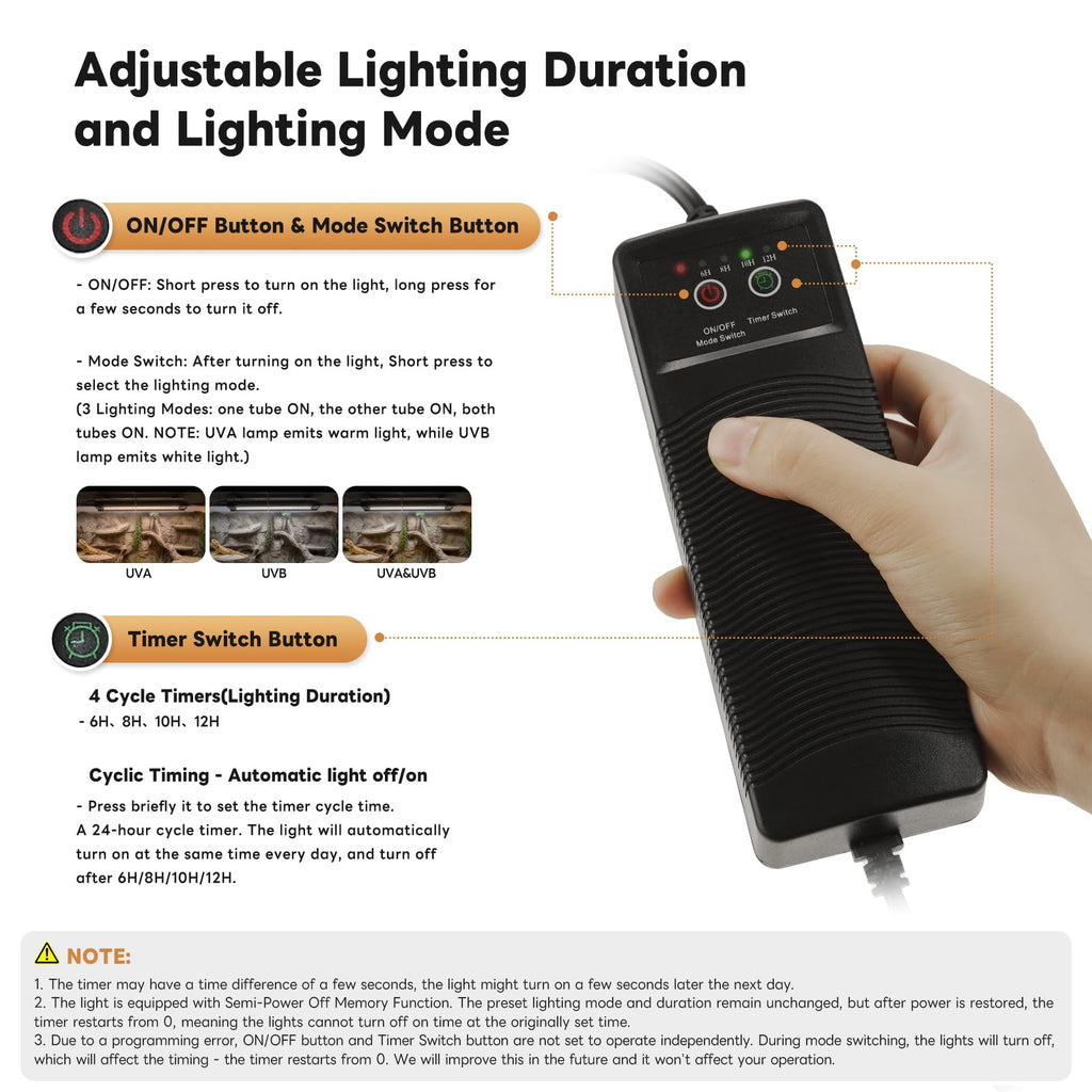 12 Inch UVB Reptile Light Fixture with Timer R30422