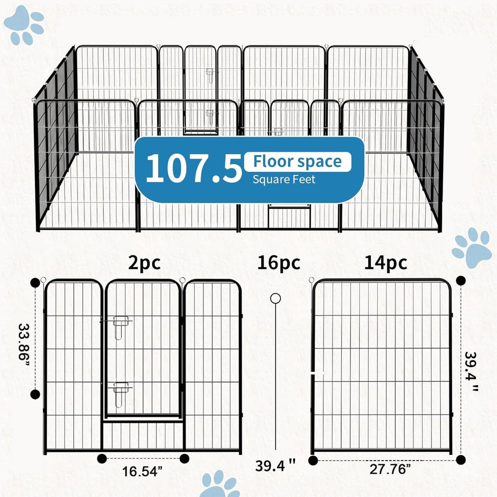 40 Inch 16 Panels Metal Dog Playpen Z653