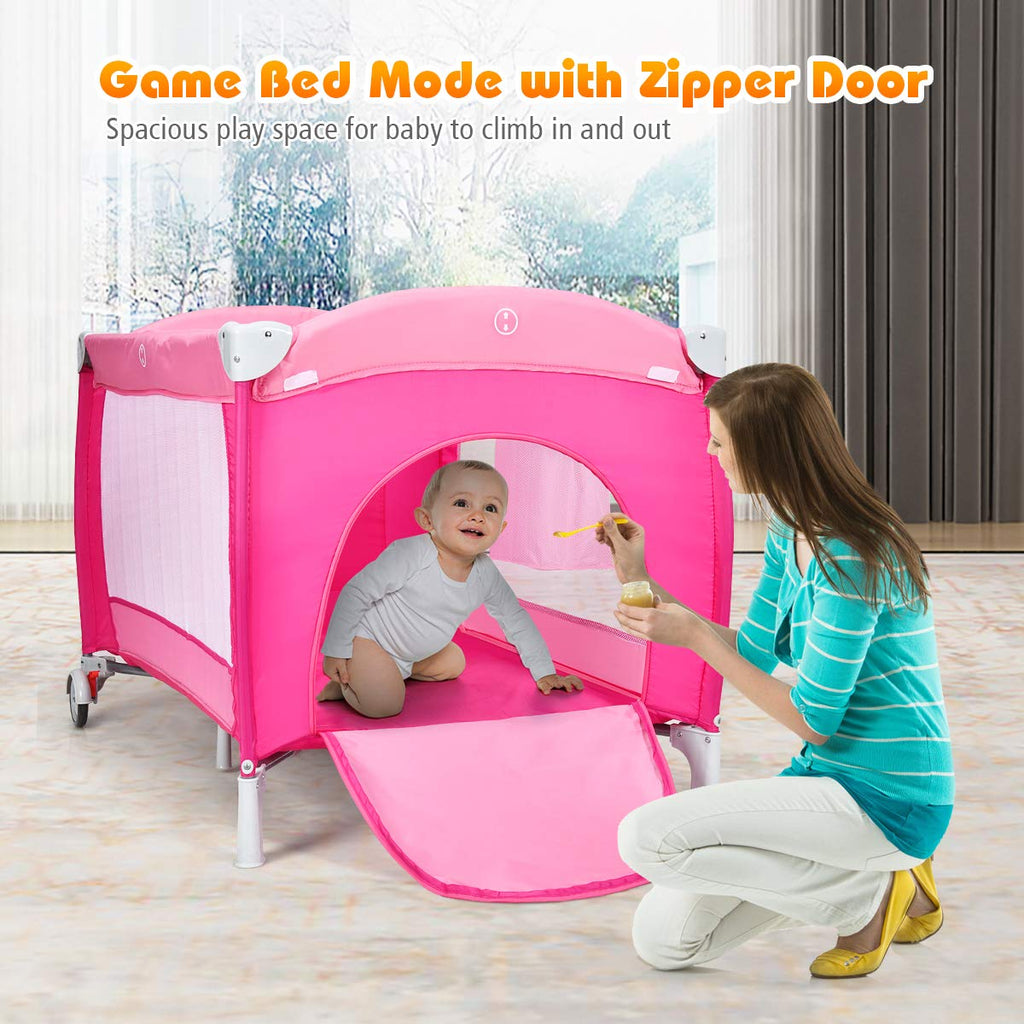 4 in 1 Pink Pack and Play with Bassinet P3416