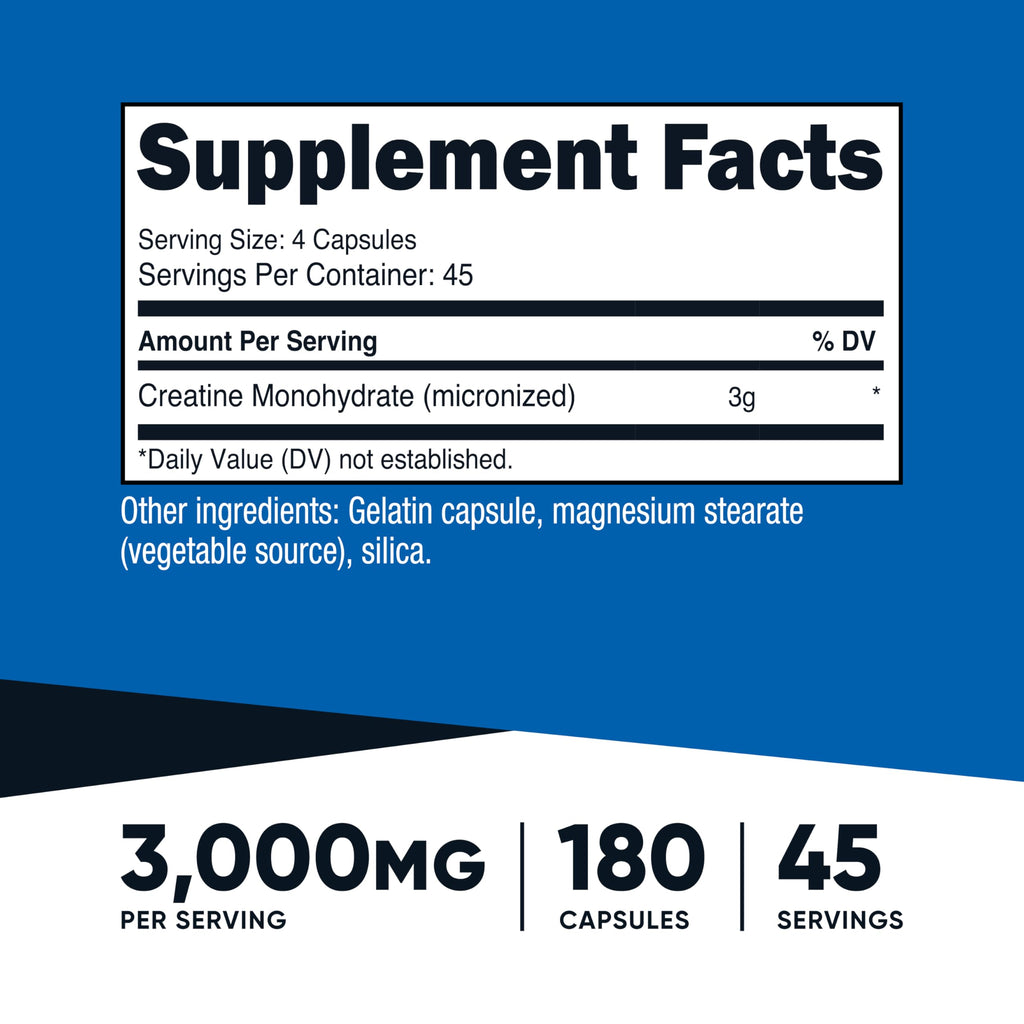 Creatine Monohydrate 3,000mg 180 Capsules V52965