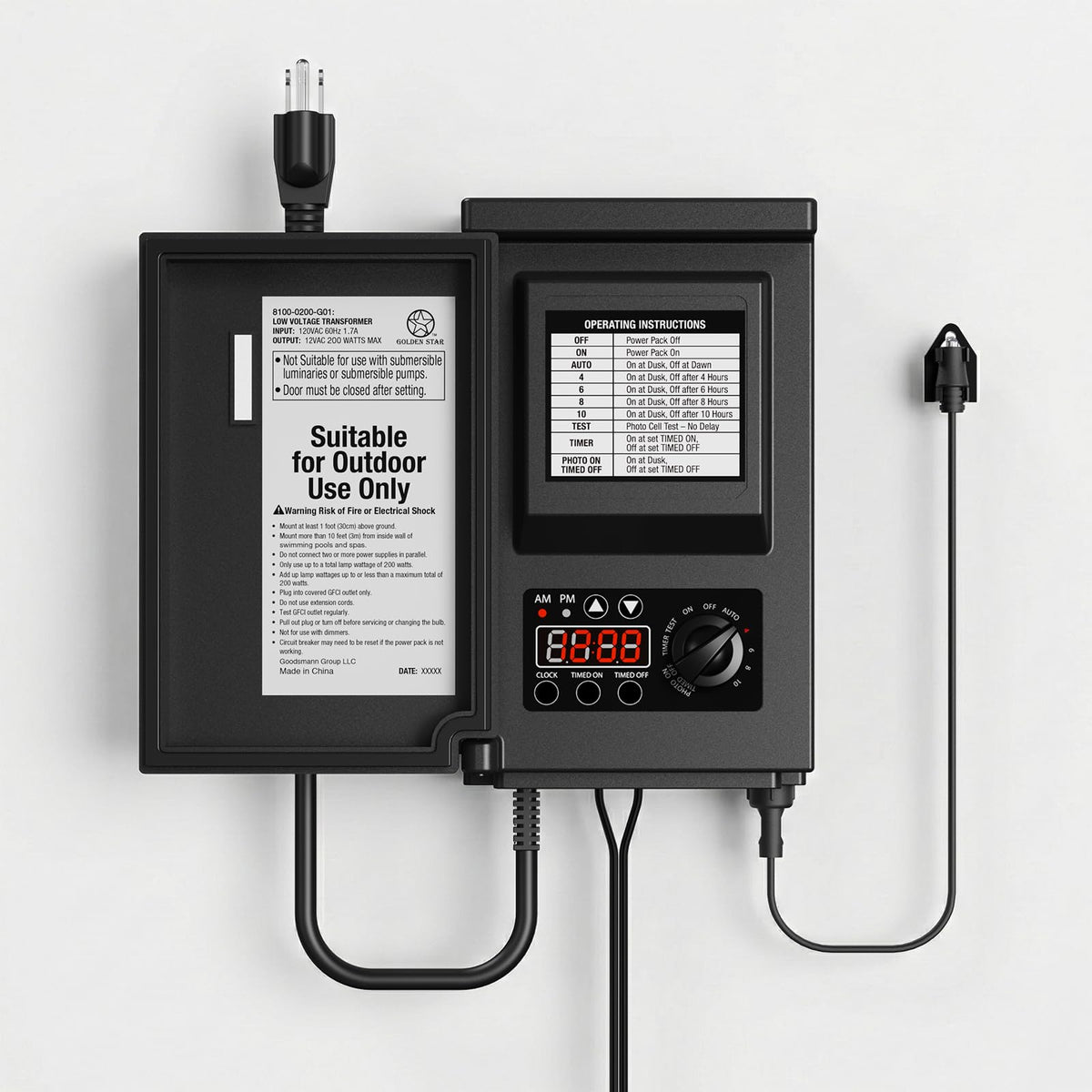 200W Low Voltage Transformer with Sensor and Weather Shield N390