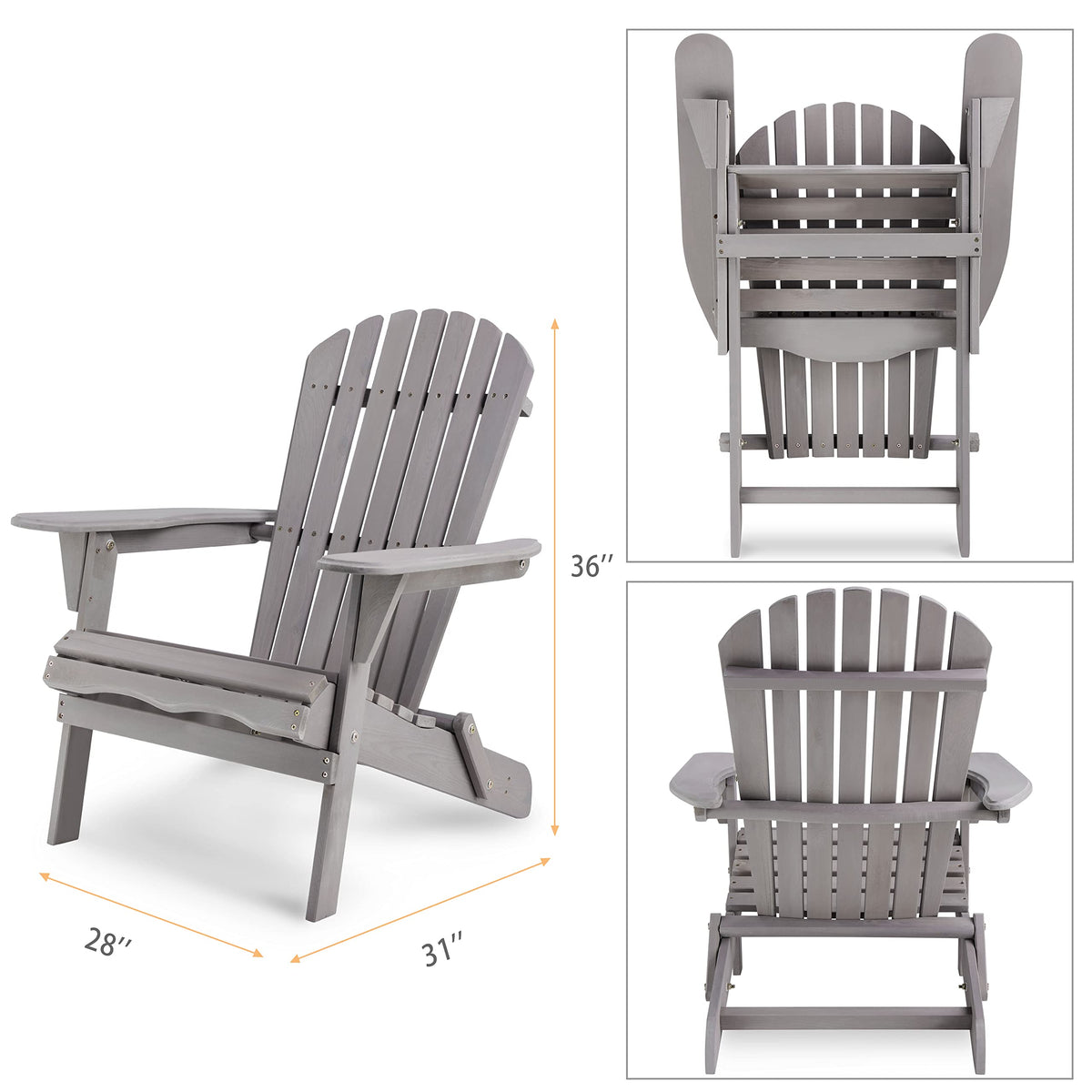 Solid Cedar Wood Adirondack Chairs Set of 2 T2636