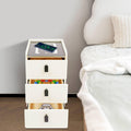 White Smart Nightstand with Wireless Charging Station & Adjustable LED Lights, 3 Drawers F691722