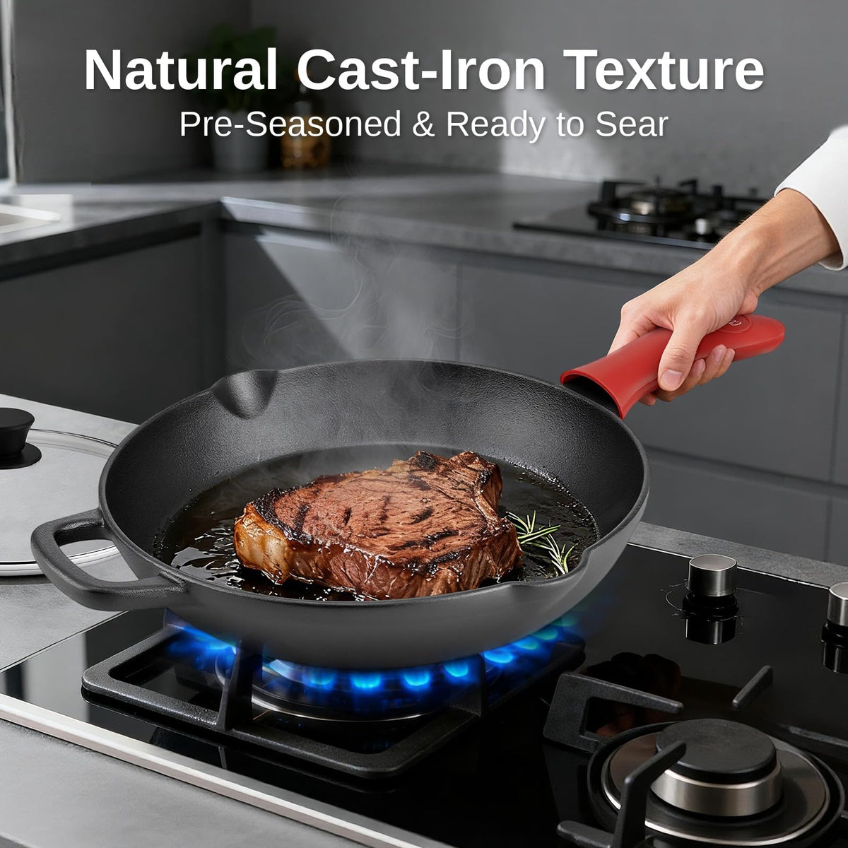 10 Inch Pre-Seasoned Cast Iron Skillet with Lid E11219
