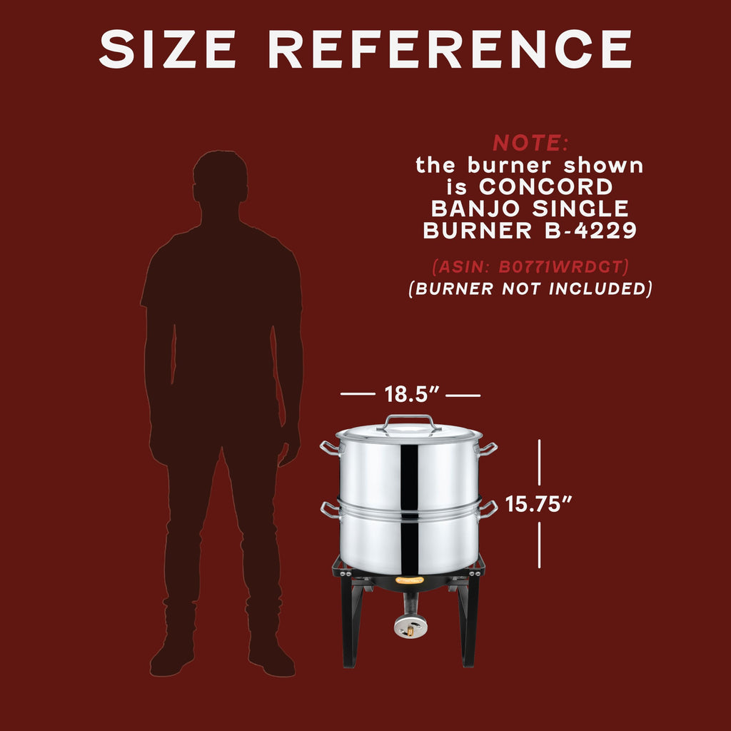 Extra Large Stainless Steel Stock Pot Steamer and Braiser Combo 40 QT H16595